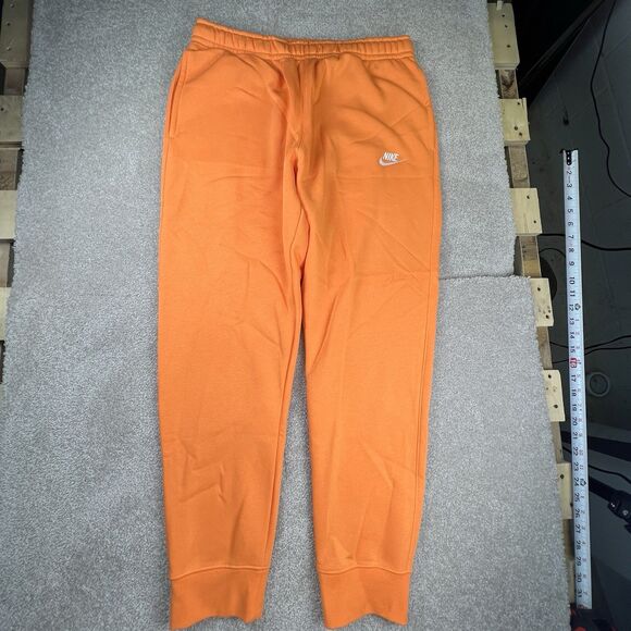 Nike Jogger Sweat Pants Tapered Cotton Blend Orange W/Pockets Mens Sz Large - Picture 1 of 7